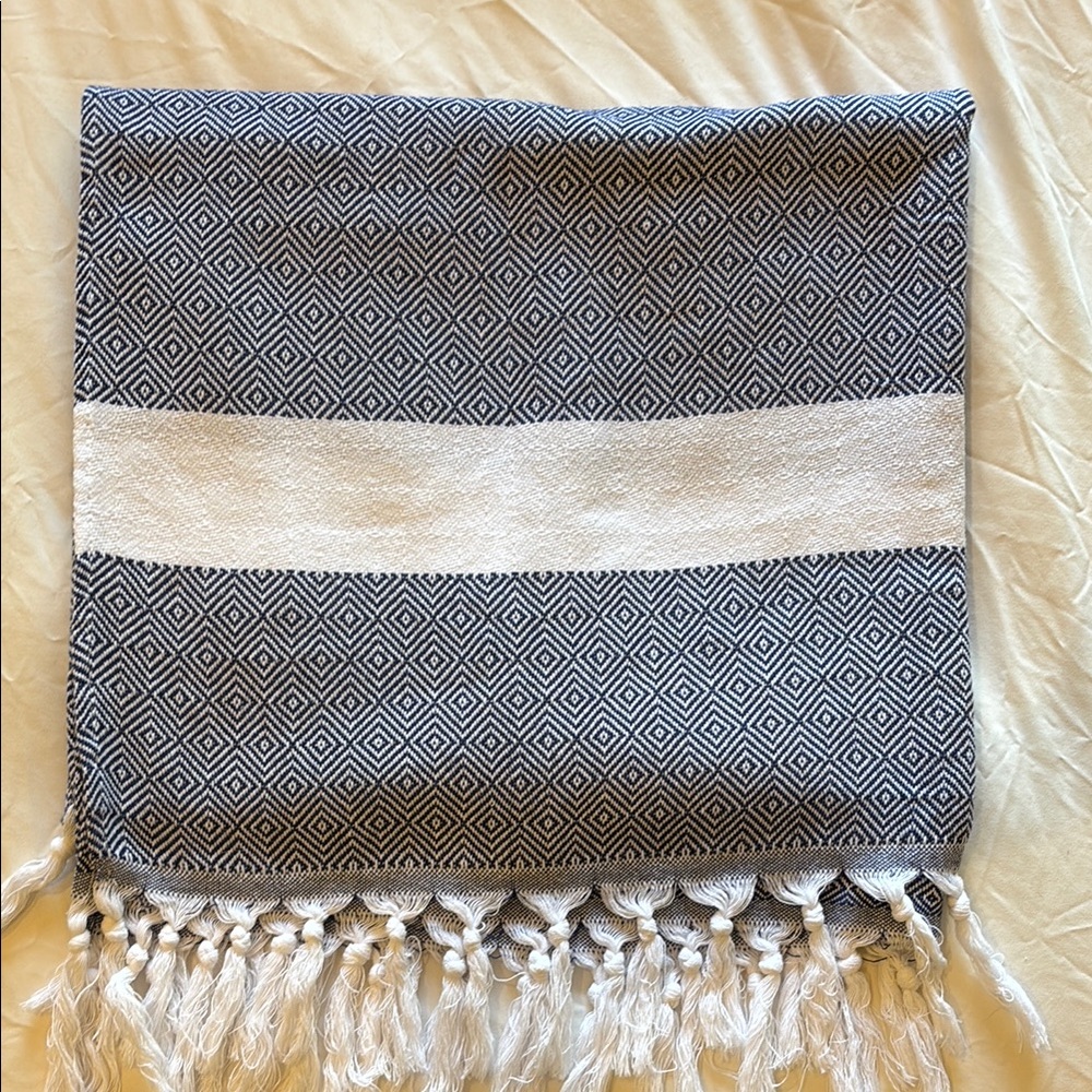 Trina Turk Geometric Patterned Tasseled Throw 62x34 inches or wrap 100% cotton